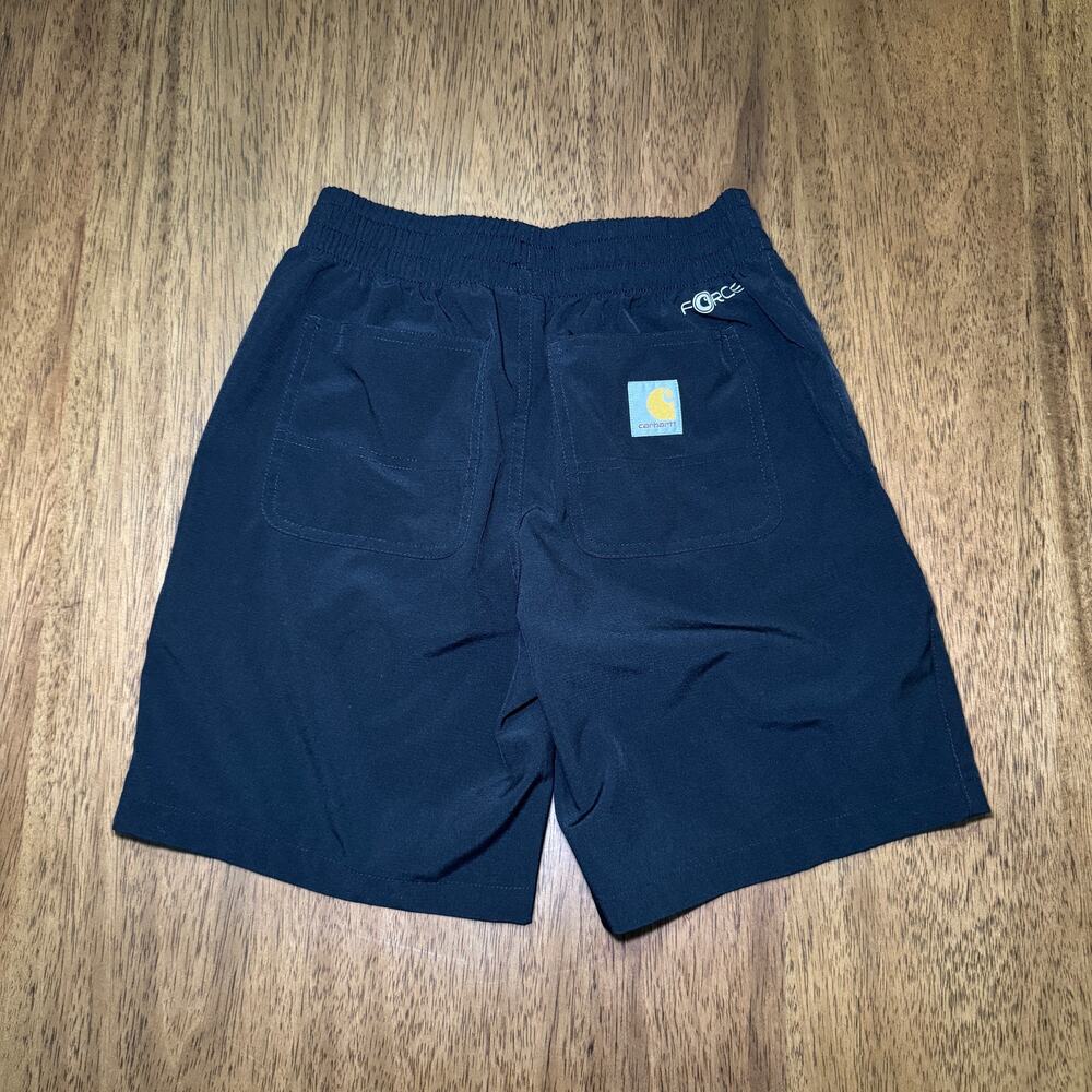 Carhartt Force Boys S 8-10 Black Stretch Shorts Elastic Waist Pockets 6"